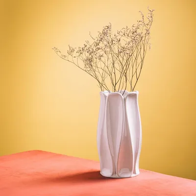 Zdjęcie produktu dla HOMLA Wazon NOVO biały w geometryczny wzór 11,2x24,50 cm