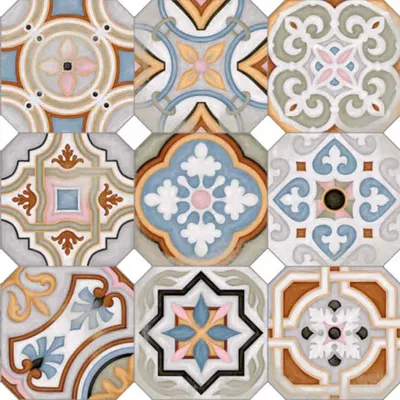 Produktbild von Retro Patchwork Fliesen 20x20 cm – Multicolor