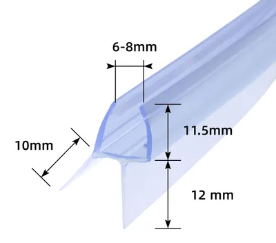 Obrázok produktu pre Tesniace pásy pre sprchové kútiky, zakrivené, 2 ks, dĺžka 40 cm, vhodné pre sklo hrúbky 6-8 mm, ochrana proti pretečeniu pre vaňu