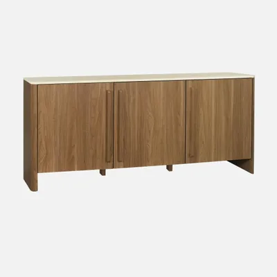 Immagine prodotto di Credenza effetto legno e travertino a 3 ante, 160 cm, Noce