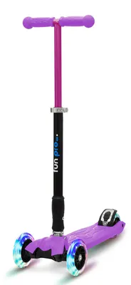 Produktbild von fun pro TWO Kinder Roller – Für Kinder ab 5 Jahre, 2-Rad Vorderachse, Klappbar & Höhenverstellbar, LED-Räder, Schwerkraftlenkung, Bis 80 kg, Scooter Kinder, Lila