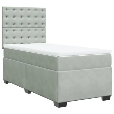 Produktbild von vidaXL Boxspringbett mit Matratze Hellgrau 90x200 cm Samt