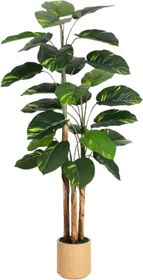 Productafbeelding van Kunstplant Scindapsus Aureus, 180 cm - Realistische Pothos kamerplant met stelen en pot, geschikt voor thuis en op kantoor