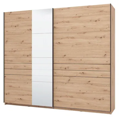Produktbild von Peio - Großer Kleiderschrank, 245x218h cm Knoten-Eiche braun, Kleiderstange
