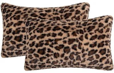 Obrázek produktu pro Omgoods – Sada 2 h plyšových povlaků na polštáře s leopardím vzorem, 30x50 cm