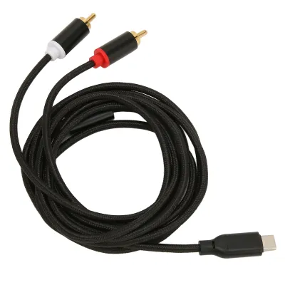 Image de Câble de type C vers connecteur 2RCA, stéréo hi-fi, câble adaptateur son plaqué or pour téléphone, tablette, autoradio, haut-parleurs, 1 m