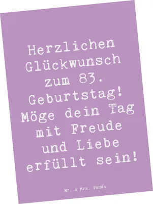 Produktbild von Mr. & Mrs. Panda Postkarte Spruch 83. Geburtstag - Lavendeltraum - Geschenk, unvergesslicher Tag, Liebe, Geburtstagsparty, Ansichtskarte, Happy Birthday, Fotokarte