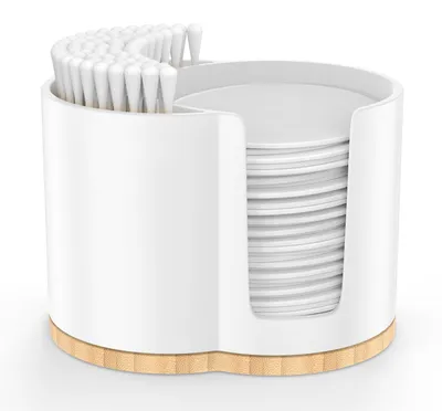 Productafbeelding van Wattenpad- en Wattestäbjespender met 2 vakken voor badkamer en cosmetica