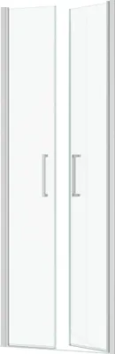 Image de Porte de Douche Double Battant 70x200cm - Verre Trempé Transparent 6mm - Profil Chromé
