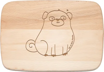 Produktbild von Mr. & Mrs. Panda Schneidebrett Mops - Transparent - Geschenk, Holzbrett, Sprüche, Hund, Frühstücksbrettchen, Knuffig, Hundeliebe, Liebe, Frühstücksbrett, Holzbrettchen