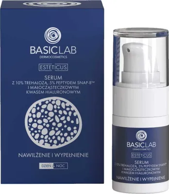Produktbild von BasicLab Esteticus Serum mit 10% Trehalose, 5% Snap-8 Peptid und niedermolekularer Hyaluronsäure 15 ml