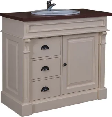 Produktbild von Casa Padrino Landhaus Stil Waschschrank Waschtisch inkl 1 Waschbecken Creme / Braun - Bad Schrank