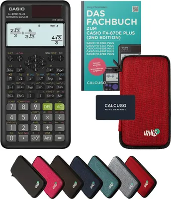 Produktbild von Casio fx-87DE Plus 2nd edition inkl. Schutztasche Rot & Fachbuch (48 Seiten, DIN A5) – Wissenschaftlicher Rechner  – Smart Set