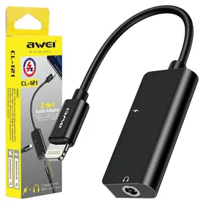 Image de Awei Adapter Cl-121 Lightning/Jack 3.5 2W1 Black/Black