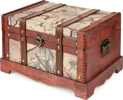 Produktbild von SEVICO Schatztruhe Schatzkiste mit Schloss Holz Holzkiste Holztruhe Piraten Truhe Box verschiedene Größen Varianten F105