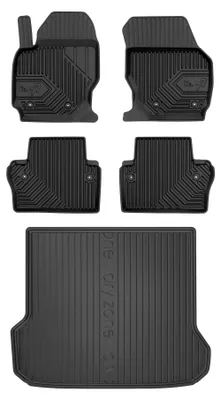 Productafbeelding van Rubberen automatten + kofferbakmat voor Volvo V70 III 2007-2016 (stationwagen) – 5-delig, zwart, op maat – Wielganizator
