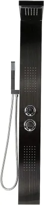 Produktbild von Duschpaneel – Regendusche, Massageduschkopf – Entspannung beim Duschen – 5-in-1-System – 15 x 47 x 130 cm – Schwarz