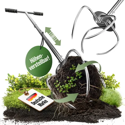 Produktbild von Gartenkralle mit Stiel - Höhenverstellbar & ergonomisch | Dein neuer Garten-Helfer | GT-Kralle