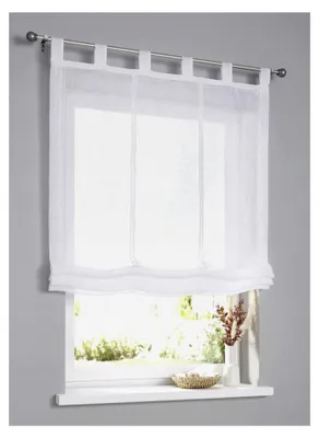 Produktbild von Raffrollo Schlaufenrollo Brondby Weiß halbtransparent 100 cm x 145 cm