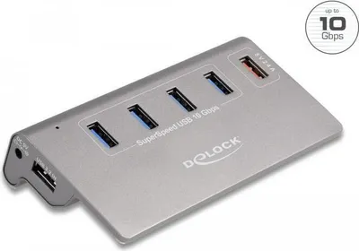 Image de DELOCK USB 10 Gbps Hubmit 4USB Typ-A Ports+1 Schnellladeport