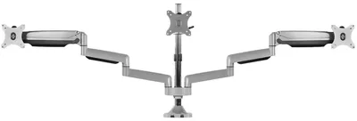Produktbild von ICY BOX IB-MS505-TI, Monitorständer mit Tischhalterung für drei Monitore bis zu 32’’ (81 cm) und USB/Audio Unterstützung, Klemme, 21 kg, 81,3 cm (32"), 75 x 75 mm, 100 x 100 mm, Schwarz, Silber