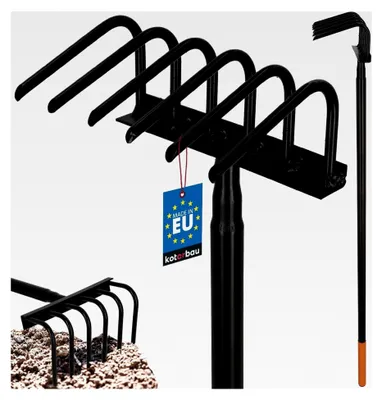 Produktbild von Gartenhacke mit 6 Zinken und 120 cm Stiel zum Unkrautjäten aus Stahl, Gartenkralle zur Bodenlockerung, Harke für den Garten, Werkzeug zum Auflockern und Belüften mit Krallen, Blumenrechen