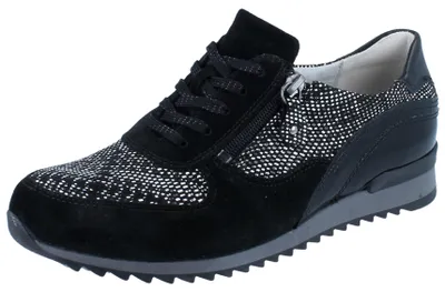 Obrázok produktu pre Waldläufer Hurly 326003-001 pohodlné šnurovacie topánky, dámske, čierne, kožené, NEW - dámske topánky pohodlné šnurovacie topánky, čierne, kožené (velur check/taipei memphis)