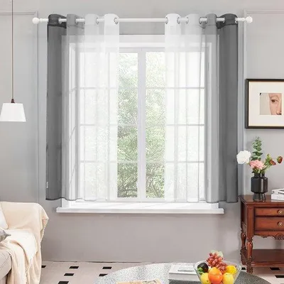 Produktbild von Famanu Voile Gardinen mit Ösen - Dunkelgrau, 175 x 140 cm, Set von 2