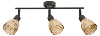 Immagine prodotto di Lampada da soffitto con paralumi scanalati color ambra Amcos, nero e ambra, 3xE14x40W, metallo, dimensioni: 20x52x8 cm, IP20, Candellux
