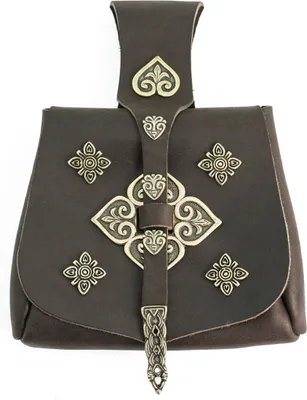 Produktbild von Wikinger Gürteltasche Birka oder Ås Tasche reich beschlagen Braun