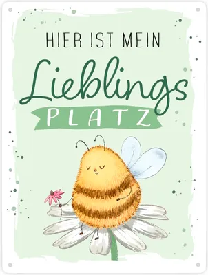 Produktbild von Pummel Biene Metallschild XXL in 28x38 cm mit Spruch Hier ist mein