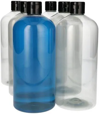 Zdjęcie produktu dla Butelki R-PET, 1000 ml - Plastikowe butelki - Wielokrotnego użytku - Zakrętka - 6 sztuk - Przezroczyste