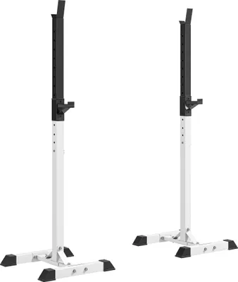Immagine prodotto di HOMCOM Portabilanciere, set di 2, portabilanciere, portabilanciere regolabile in altezza, bilanciere con piedini in gomma, 105-160 cm, allenamento della forza