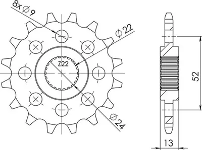 Immagine prodotto di Pignone Passo 520 - Z 16 Denti (Dis.61500)