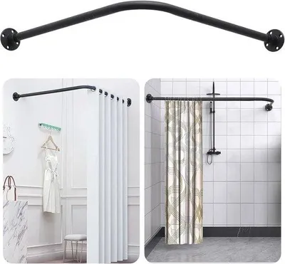 Produktbild von Famanu L-förmige Duschvorhangstange verstellbar 60-125 cm, rostfreies Stahl, Eckmontage für Badezimmer