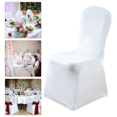 Immagine prodotto di Copri-sedie elasticizzati 90x45x45 cm Copri-sedie elasticizzati per sedie da banchetto con o senza gonna, bianchi, 150 pezzi