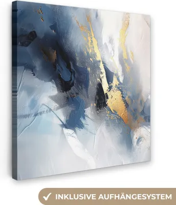 Obrázek produktu pro OneMillionCanvasses® - Obrazy na plátně - Modrá - Moderní - Mramor - Abstraktní - Zlatá, nástěnné umění, nástěnné dekorace Obývací pokoj, 50x50cm