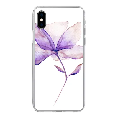 Produktbild von MuchoWow® Handyhülle Schutzhülle Hülle für iPhone Xs Blumen - Aquarell - Lila Silikon Softcase Handy Hülle - Handytasche