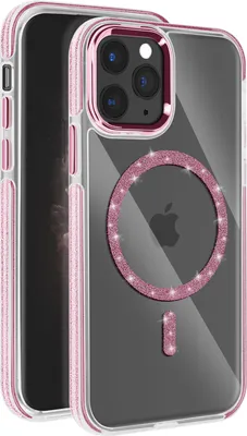 Image de Avizar, étui MagSafe pour iPhone 11 Pro silicone pailleté, rose