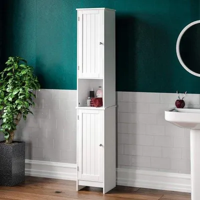 Produktbild von Schrank für Badezimmer mit Hochregal - Weiß - für optimale Lagerung