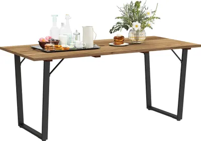 Zdjęcie produktu dla Stół ogrodowy Outsunny, drewniany, 175x80 cm, odporny na warunki atmosferyczne, balkonowy, z otworem na parasol, bufetowy, kempingowy, dla 6 osób, stół ogrodowy, stół jadalny na zewnątrz, do ogrodu, na balkon, brązowy