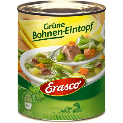 Zdjęcie produktu dla Erasco gulasz z zielonej fasoli z delikatną chudą wołowiną 800g