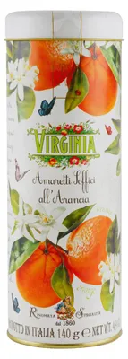 Obrázek produktu pro Amaretti Virginia – Měkké mandlové sušenky s pomerančovou příchutí – 140 g