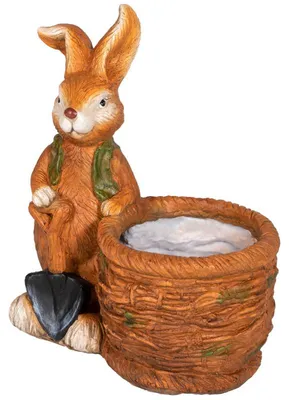 Image de Pot à fleurs vintage "Konijnen" – Grand pot de fleurs marron avec trous de drainage