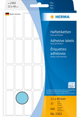 Zdjęcie produktu dla HERMA 2363, Niebieski, Zaokrąglony prostokąt, Celuloza, Papier, 32 ark., 11,1 cm, 17 cm
