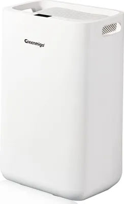 A white dehumidifier is shown from a three-quarter angle against a white background.