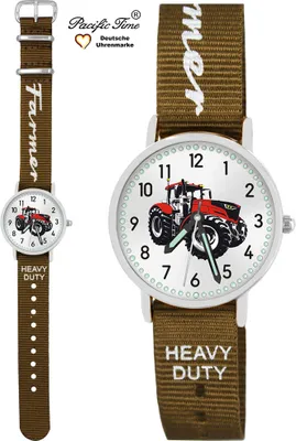Produktbild von Pacific Time Kinder Armbanduhr Jungen Mädchen Traktor rot Trecker Wechsel Armband 87544