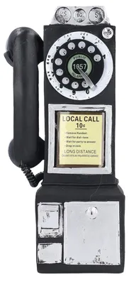 Retro-Telefon Ornament, Vintage Wandtelefon, schwarz, 29 x 9,5 cm