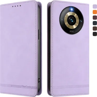 Immagine prodotto di Custodia per Realme Narzo 60 Pro, custodia retro in Finto cuoio flip con supporto e slot per carte di credito Viola