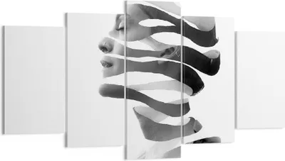 Produktbild von Bild auf Leinwand - Leinwandbild - 5 Teile - Frau Surrealismus Monochrom - 160x85cm - Wand Bild - Wanddeko - Wandbilder - Leinwanddruck - Bilder - Wanddekoration - Leinwand bilder - EA160x85-4430
